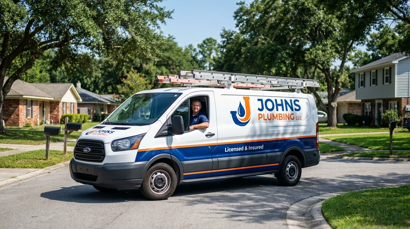 Johns Plumbing LLC service van in Fort Plain, NY