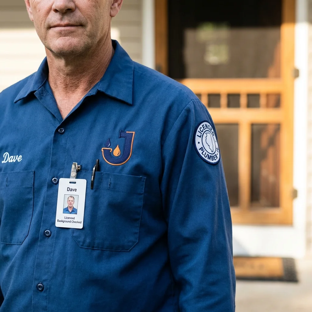 Licensed plumber showing ID badge in Fort Plain, NY