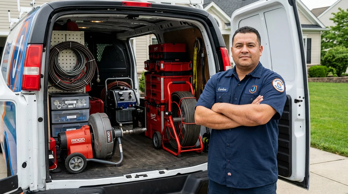 Professional drain cleaning equipment and Johns Plumbing LLC plumber in Fort Plain