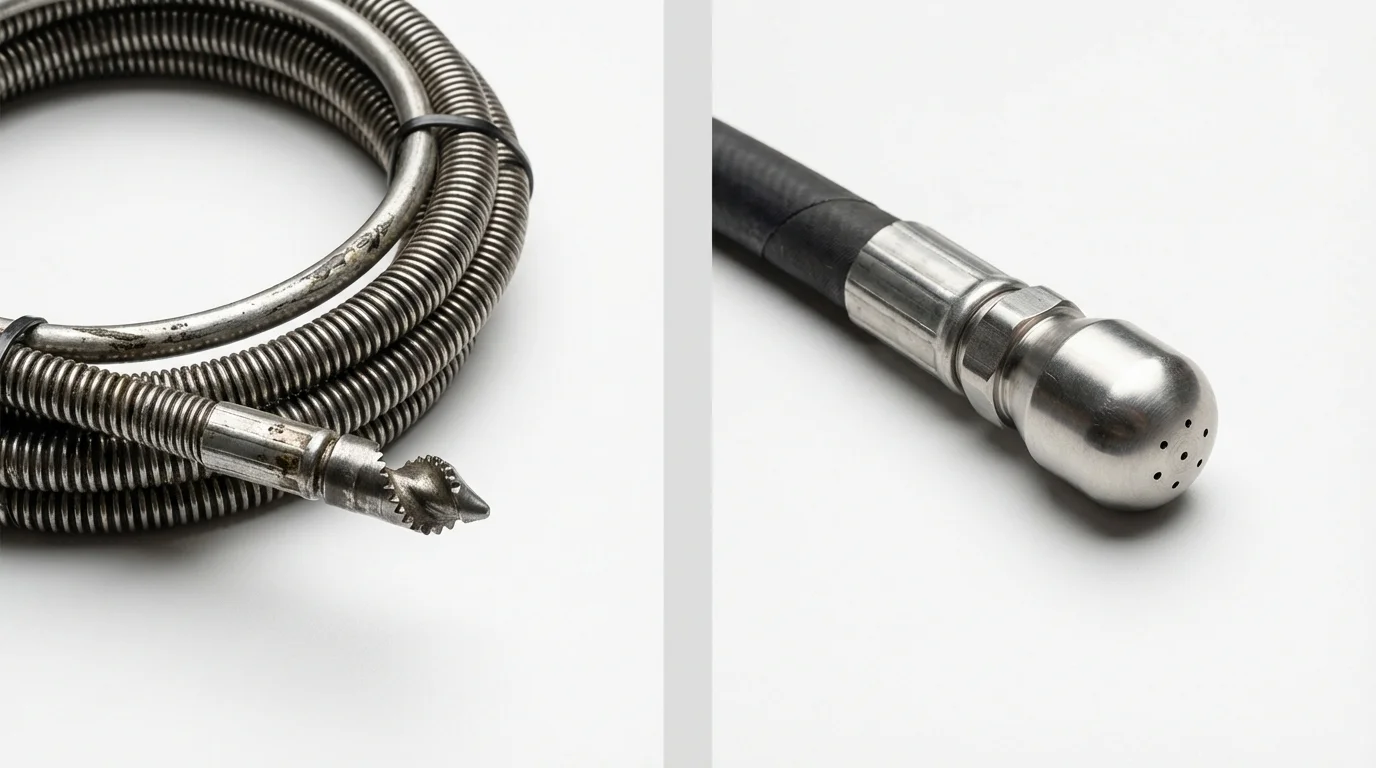 Drain snake cable and hydro jetting nozzle used for drain cleaning in Fort Plain, NY