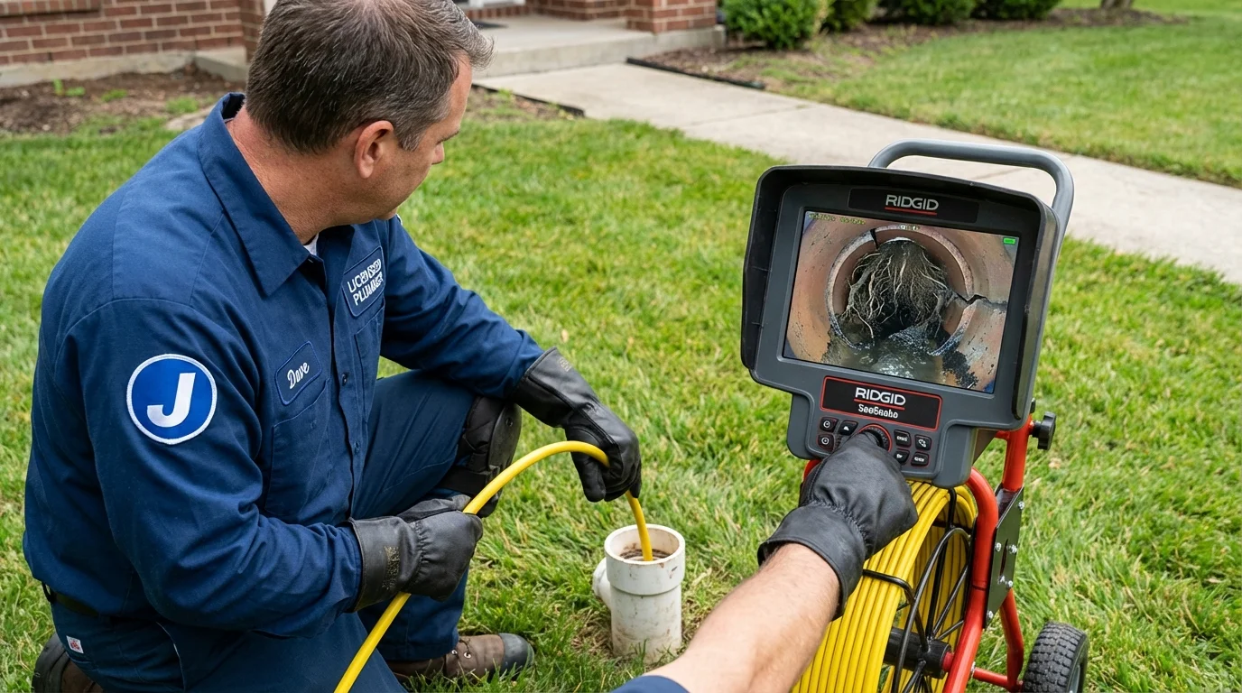 Sewer camera inspection being performed by Johns Plumbing LLC in Fort Plain
