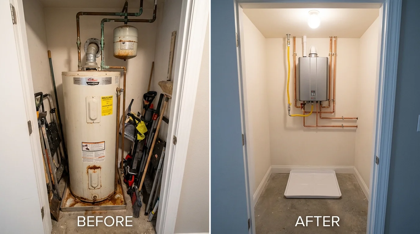 Tank water heater versus wall-mounted tankless unit comparison for Fort Plain, NY homeowners